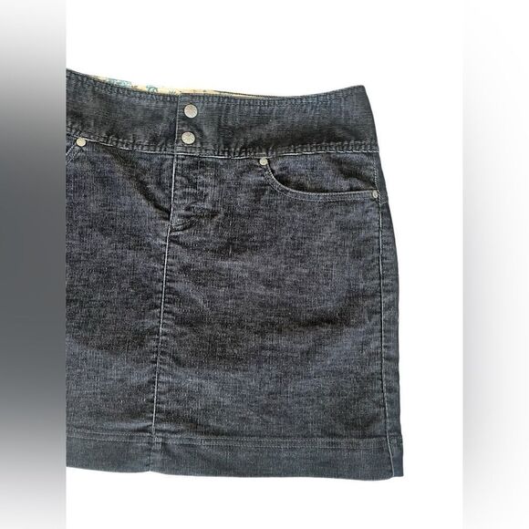 ATHLETA BLACK CORDUROY A-LINE BUTTON MIKI SKIRT WOMENS SIZE 8 - Picture 2 of 13